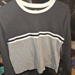 Hollister Black and Gray Long Sleeve Tee